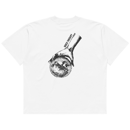 Disco Therapy oversized graphic t-shirt white back print