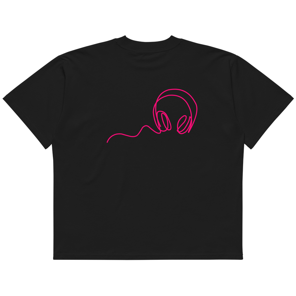 Headphones oversized graphic t-shirt black back print