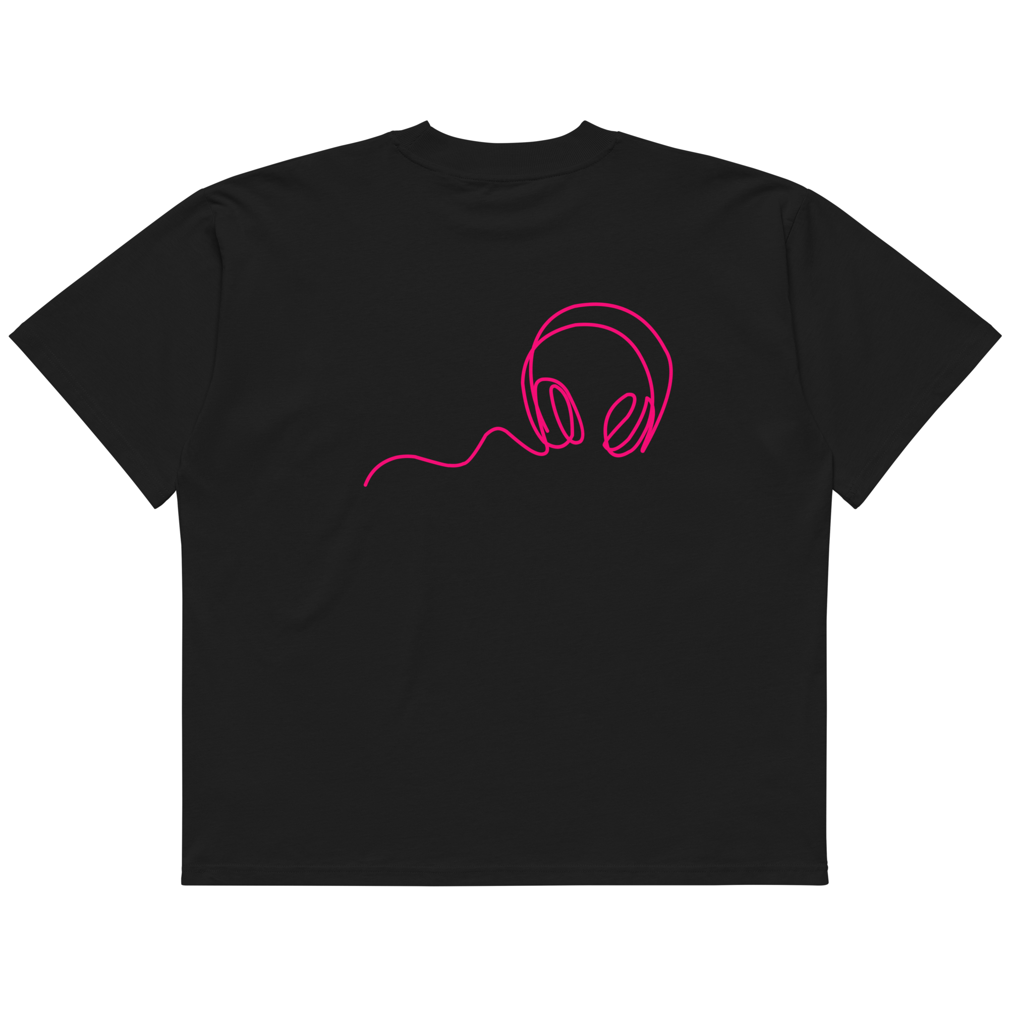 Headphones oversized graphic t-shirt black back print