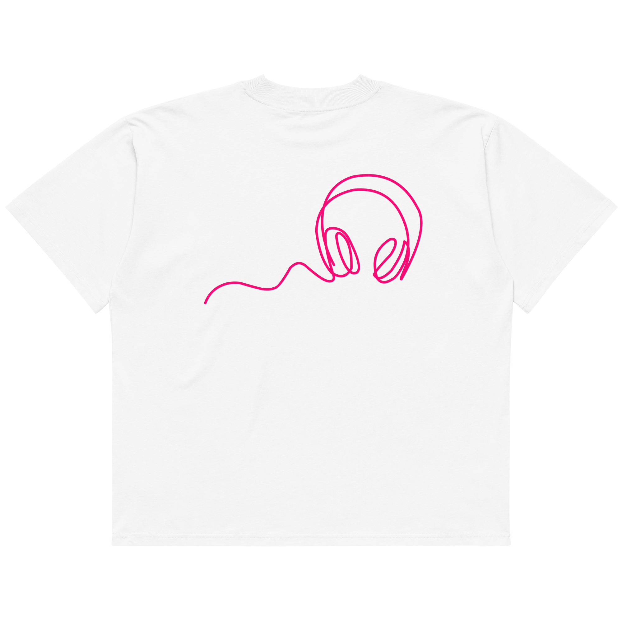 Headphones oversized graphic t-shirt white back print