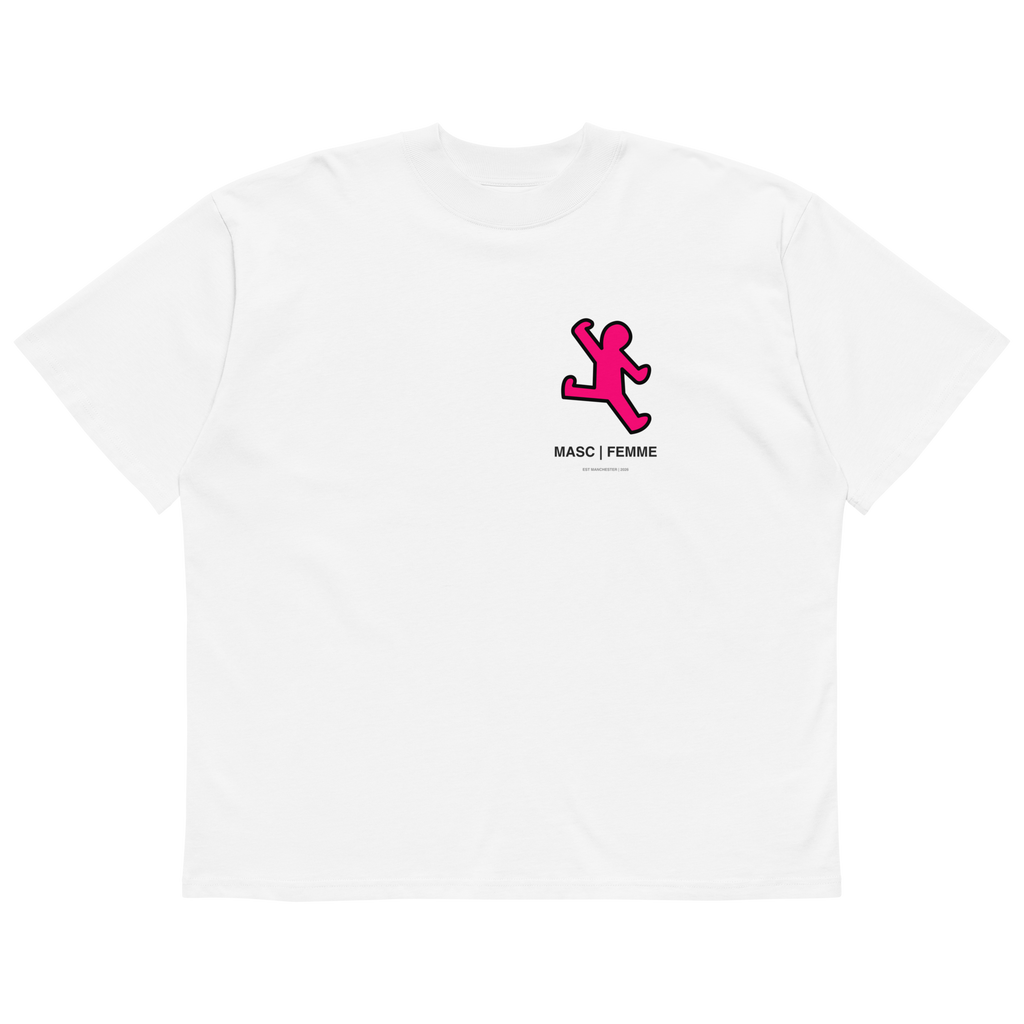 Headphones oversized graphic t-shirt white front view