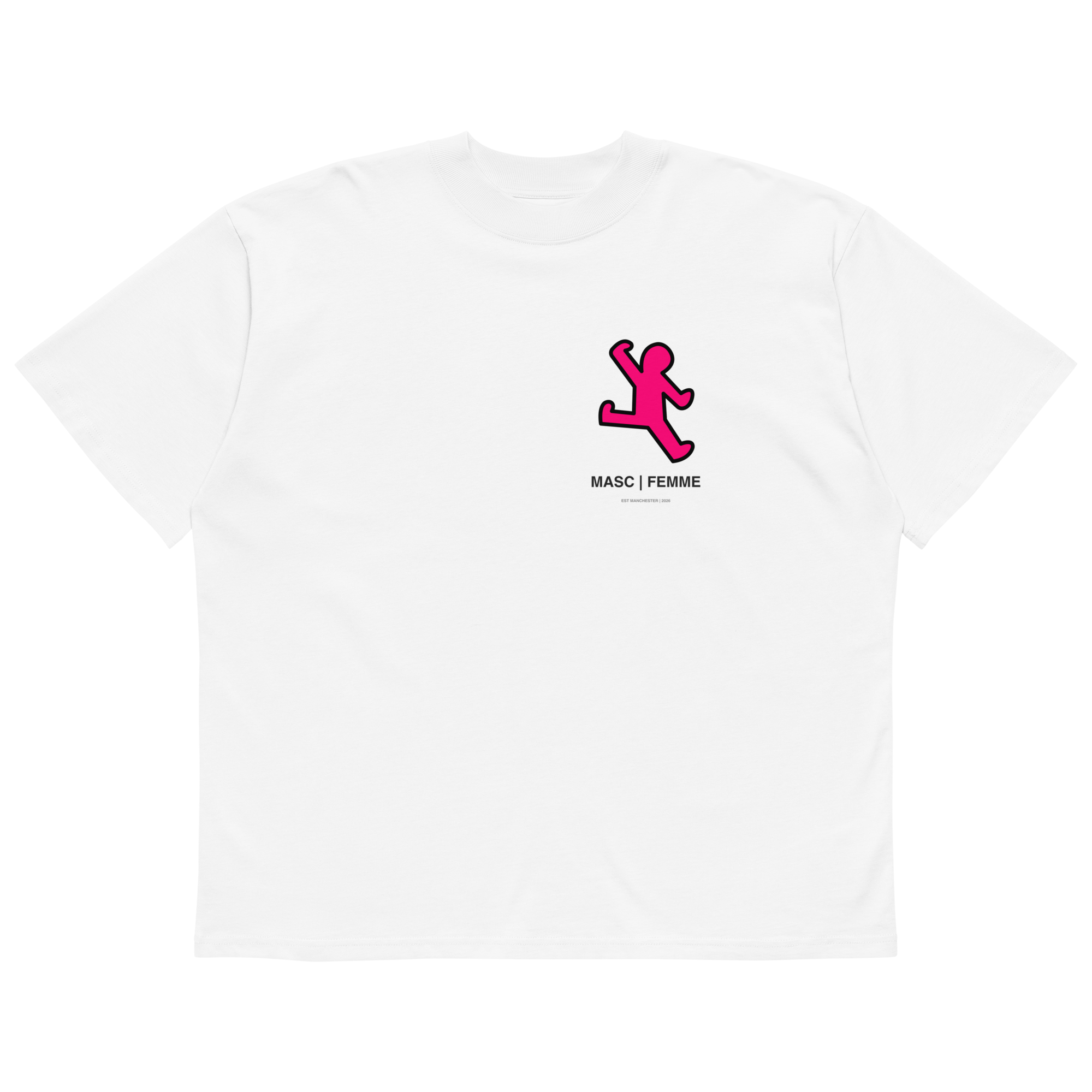 Headphones oversized graphic t-shirt white front view