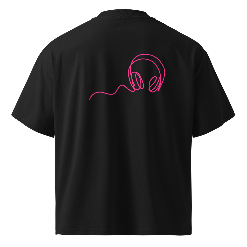 Headphones Oversized Graphic T-Shirt | Black