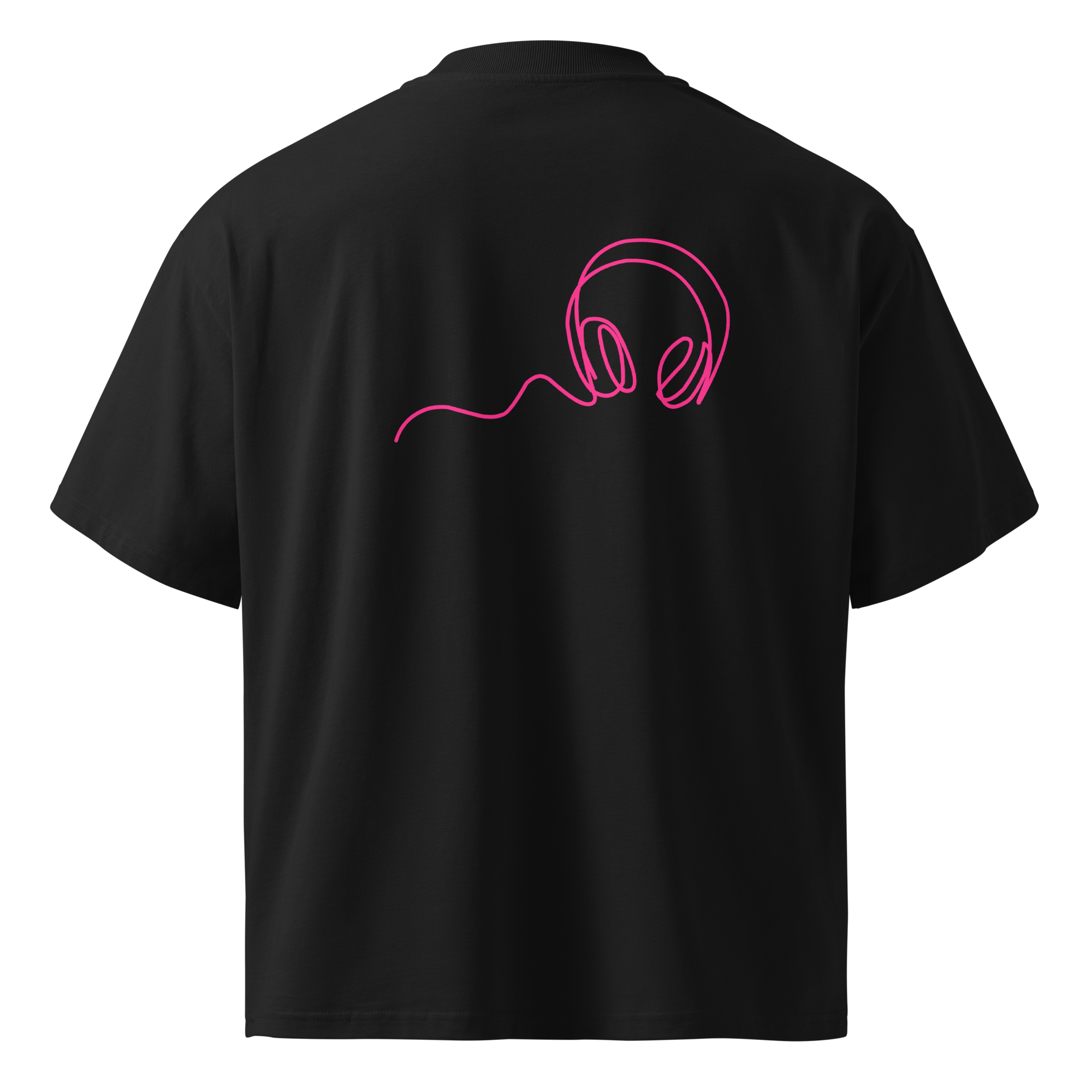 Headphones Oversized Graphic T-Shirt | Black