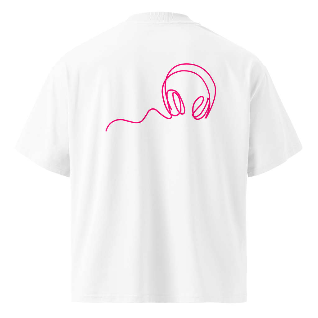Headphones Oversized Graphic T-Shirt | White